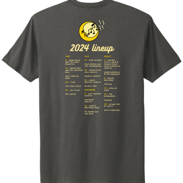 Moon Tunes t-shirt back with concert lineup