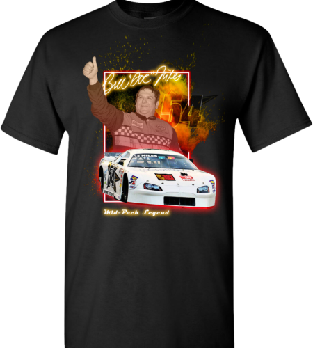 Bill Doc Niles race t-shirt neon with racecar and portrait
